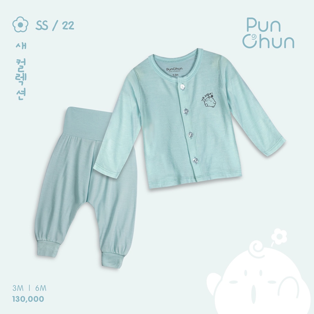 Punchun- Bộ dài cúc giữa bé trai bé gái SS2022D03