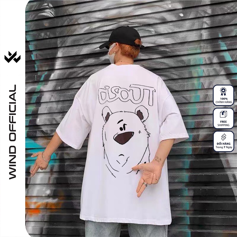 Áo thun tay lỡ WIND Unisex phông form rộng Gấu Bear oversize thời trang nam nữ ulzzang
