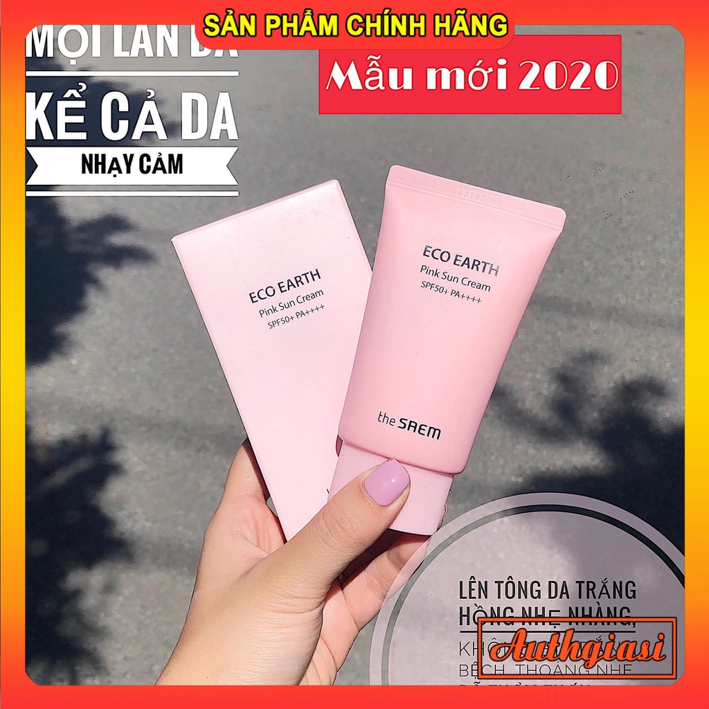 Kem Chống Nắng The SAEM HỒNG Eco Earth Pink Power Tone Up KCN SPF50+ PA++++