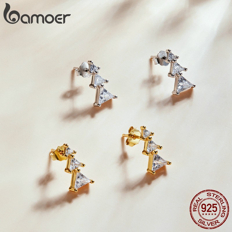 Đôi bông tai Bamoer Scene1268-A bằng bạc 925 họa tiết cây thông Noel có 2 màu tuỳ chọn dùng làm quà tặng cho nữ