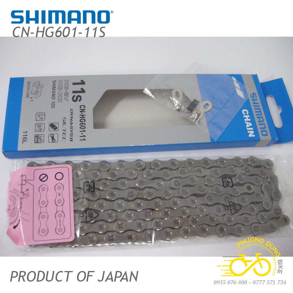 Xích sên xe đạp Shimano 105 CN HG601 11 speed - Quick Link - Fullbox Hàng Chính Hãng
