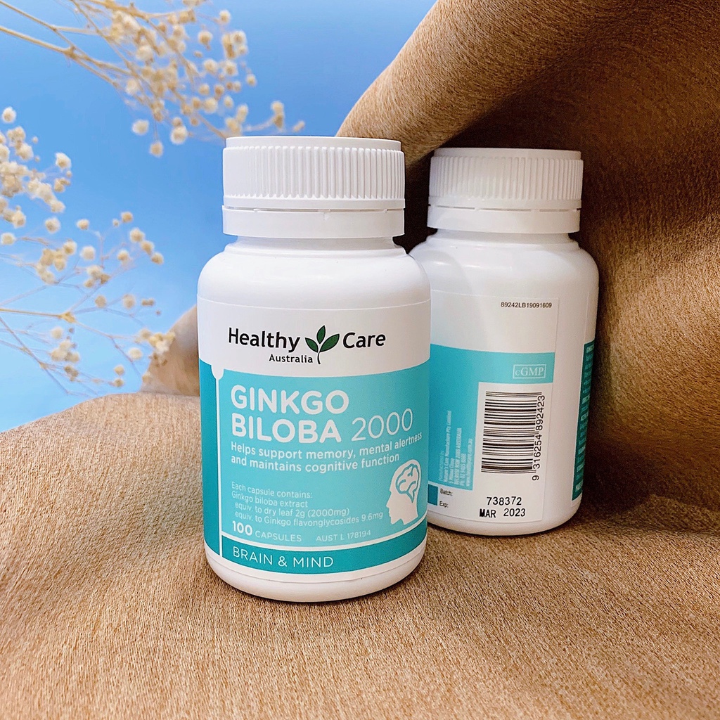 Combo 2 hộp Viên uống Healthy Care Ginkgo Biloba 100 viên Bổ não, Tăng Tuần Hoàn Máu