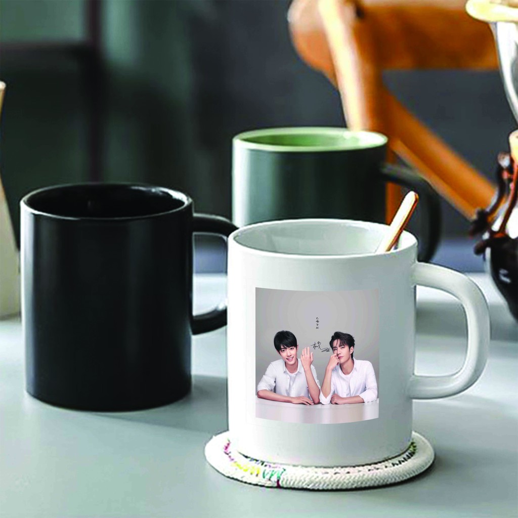 Ly cốc sứ in hình Bác Quân Nhất Tiêu Vương Nhất Bác Tiêu Chiến dễ thương tiện lợi