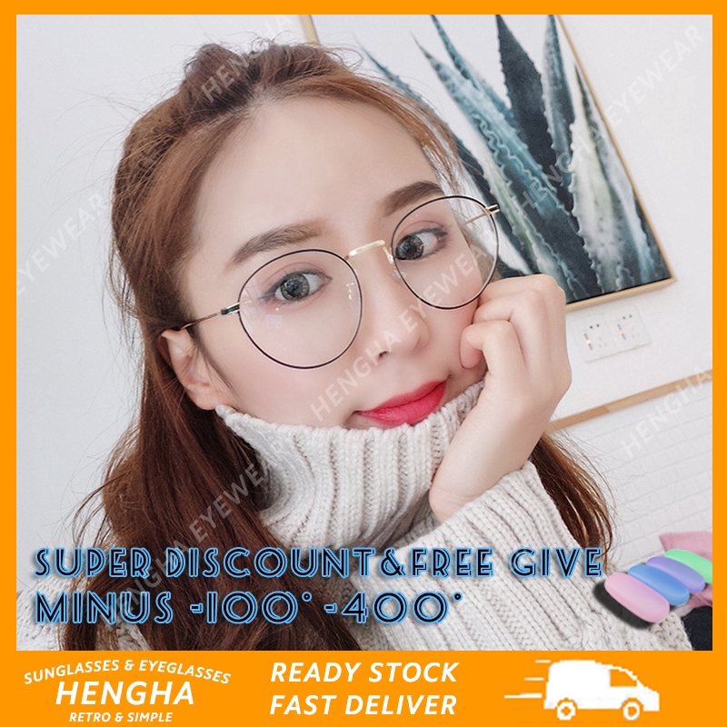 【Kính mắt cận thị】 Kính râm kiểu tròn thời trang Hàn Quốc dành cho nữ / nam