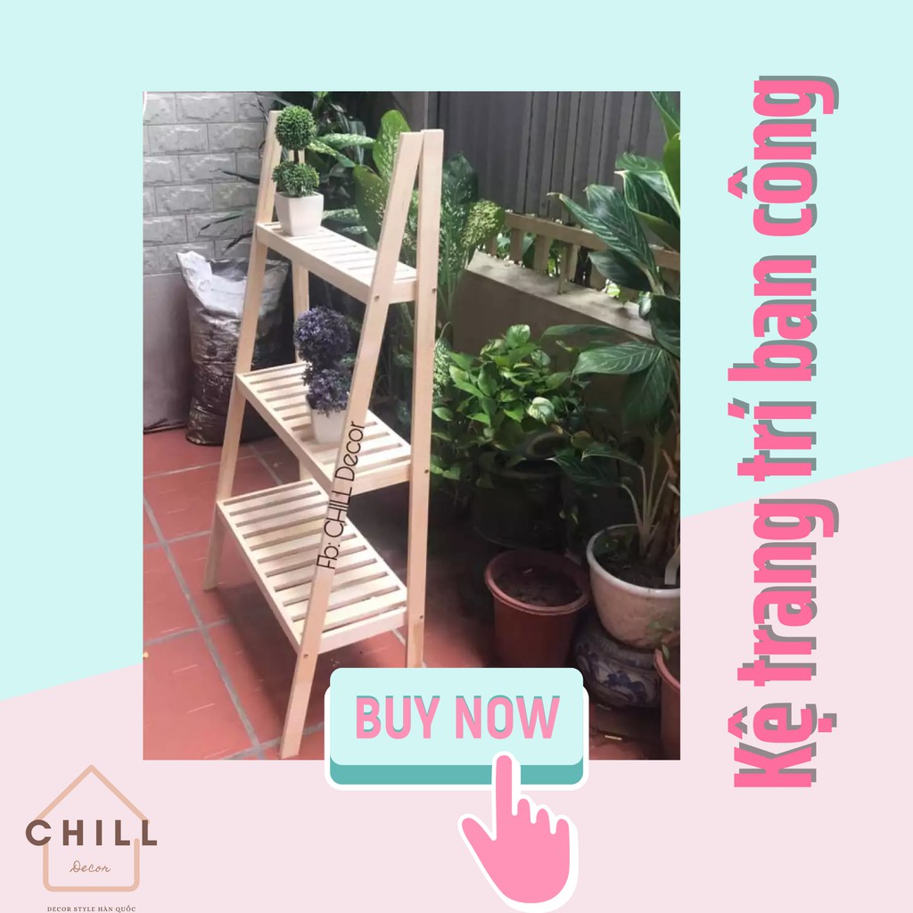 Kệ để cây cảnh ngoài trời 3 tầng - kệ trồng cây ban công Chill decor