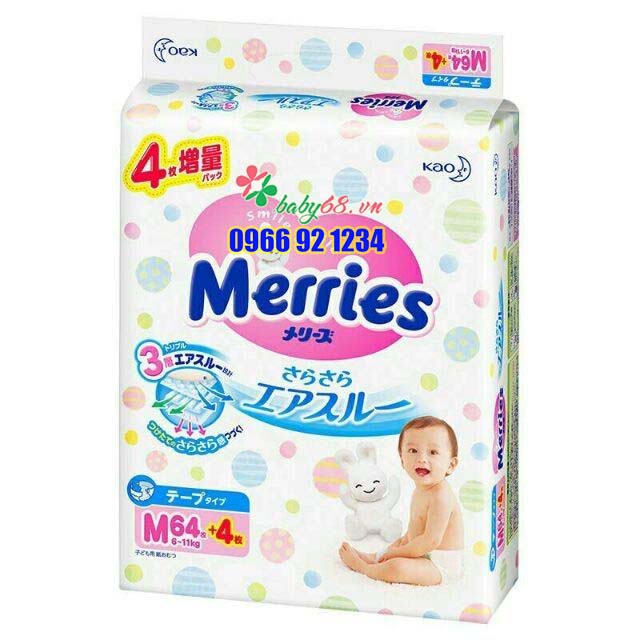 Bỉm Merries Quần/Dán S82/M64/L54/L44/XL38/XXL26/M58/NB90