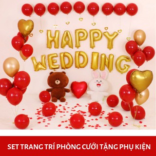 Setb óng Happy Wedding trang trí tiệc cưới phòng cưới