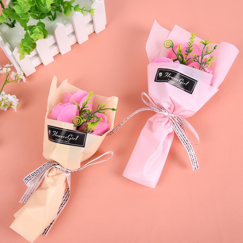 Bó Hoa Hồng Sáp Ba Đầu Nhân Tạo 24CM Làm Quà Tặng Cho Ngày Của Mẹ