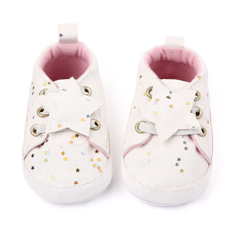 [NHẬP KIDTET hoàn 15% xu đơn 150k] Baby Boys Girls Anti-Slip Sequins Star Print Shoes Sneakers Toddler Soft Soled Shoe