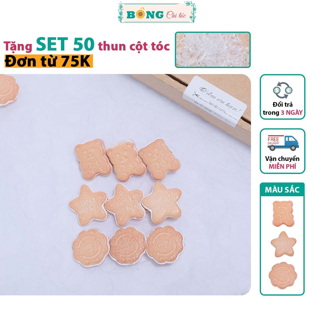 Kẹp tóc Hàn Quốc hình bánh quy KKL30 - kẹp tóc nhựa BÔNG Cài Tóc