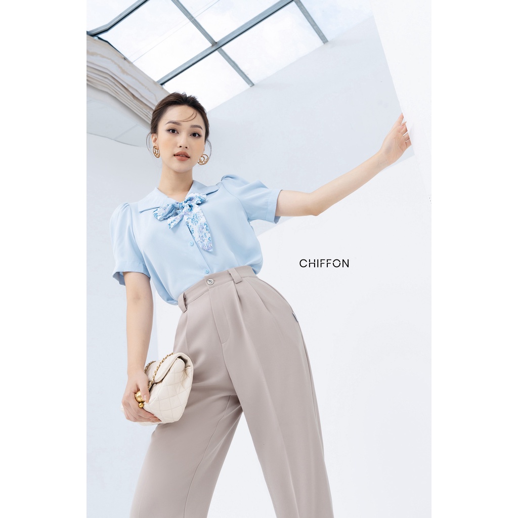 Quần baggy ống đứng 1 cúc cao cấp thiêt kế Chiffon