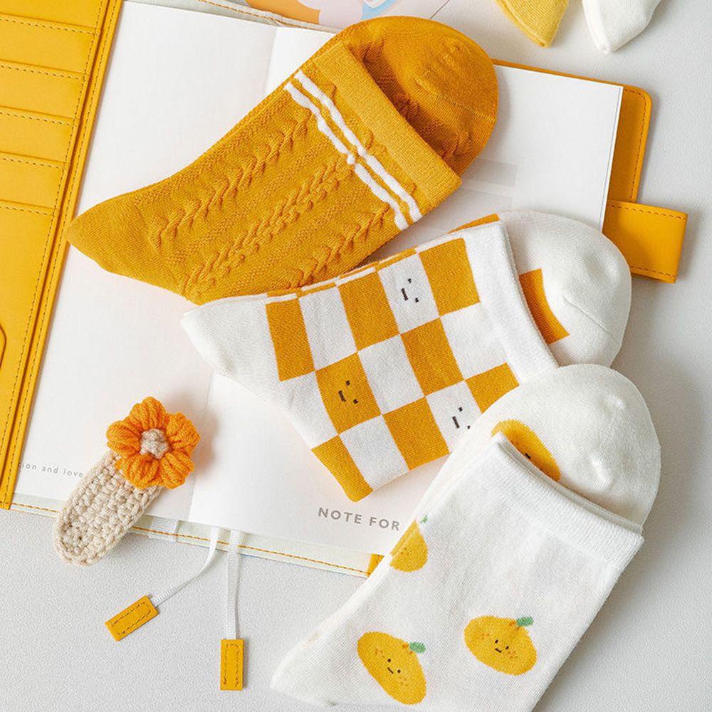 Tất Cotton Thấm Hút Mồ Hôi Họa Tiết Caro Ngọt Ngào Cho Nữ