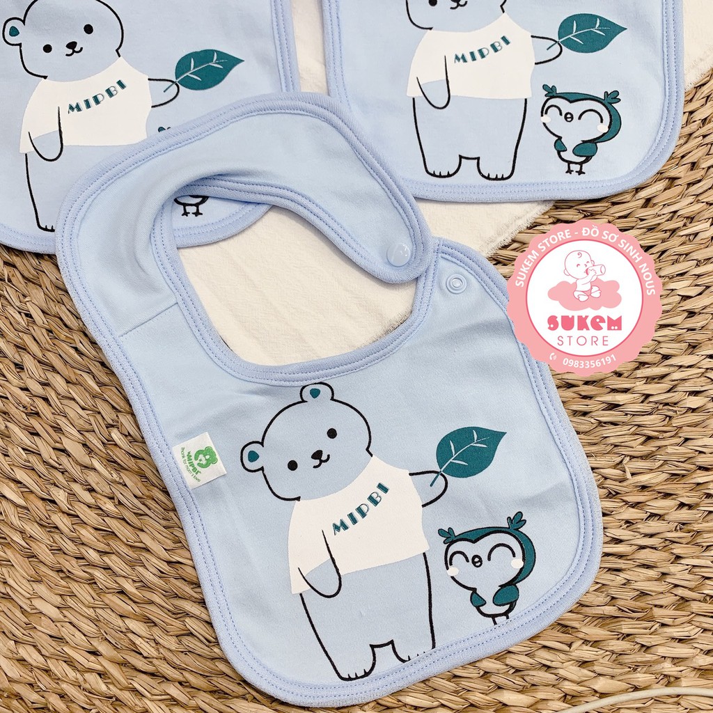 Set 3 Yếm Vuông MIPBI Cotton 100% Cho Bé Sơ Sinh Đến 2 Tuổi