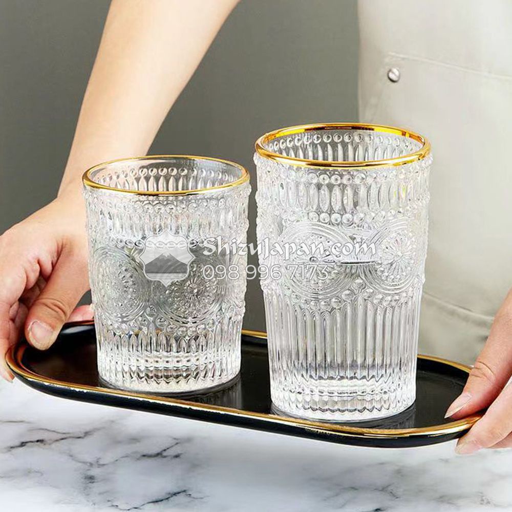 Ly Thủy Tinh Hoa Văn Navivu Vintage Glass 300 - 350ml