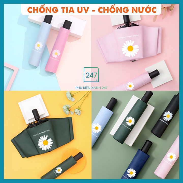 Ô Dù Che Nắng Che Mưa ⚡️𝐅𝐑𝐄𝐄𝐒𝐇𝐈𝐏⚡️ Hoa Cúc Thời Trang Gập Mở, Nhỏ Gọn Siêu Tiện Lợi