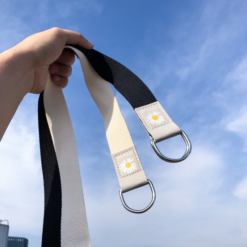 Thắt lưng vải canvas in hình hoa cúc nhỏ thời trang cho nam nữ