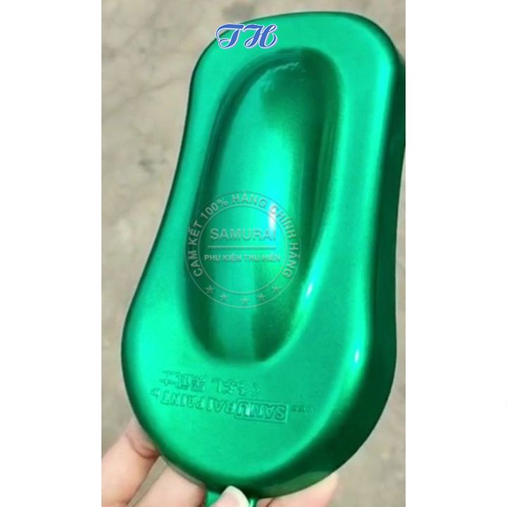 Sơn Xịt Samurai chuyên dùng cho xe máy màu xanh lá candy đậm CD028 * chống cháy, chống rạn nứt, vòi xịt chống chảy