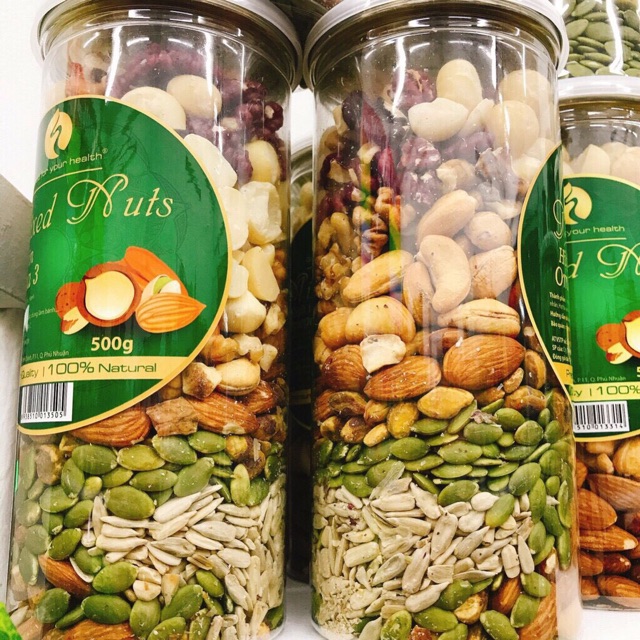 Mixed nuts 8 Loại Hạt Dinh Dưỡng Macca, Óc chó Vàng, Óc chó đỏ, Hạt Điều, Hạnh Nhân, Dẻ cười, Bí Xanh, Hướng Dương