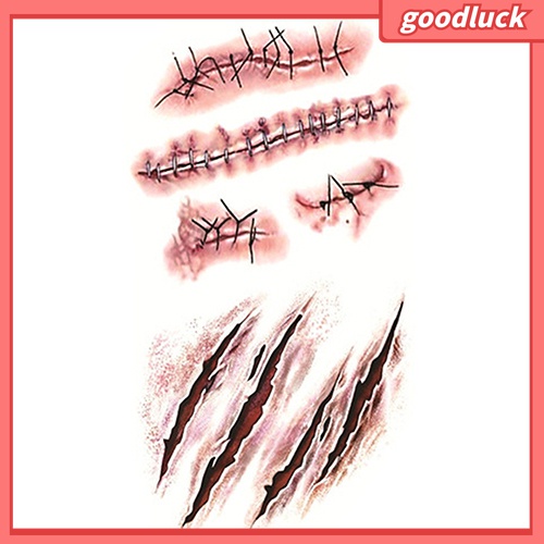 Set 2 Hình Xăm Dán Vết Thương Máu Giả Hóa Trang Halloween