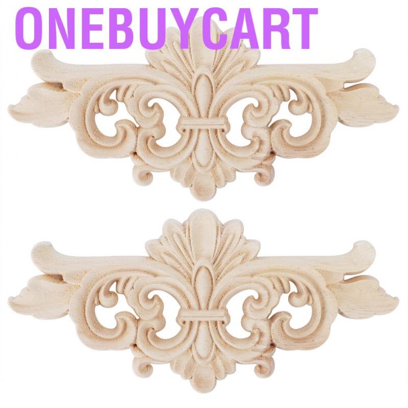 Onebuycart 2 Pcs Flower Carved Onlay Applique Furniture Decoration Carving Sticker Wooden Floral Corner Home Deco