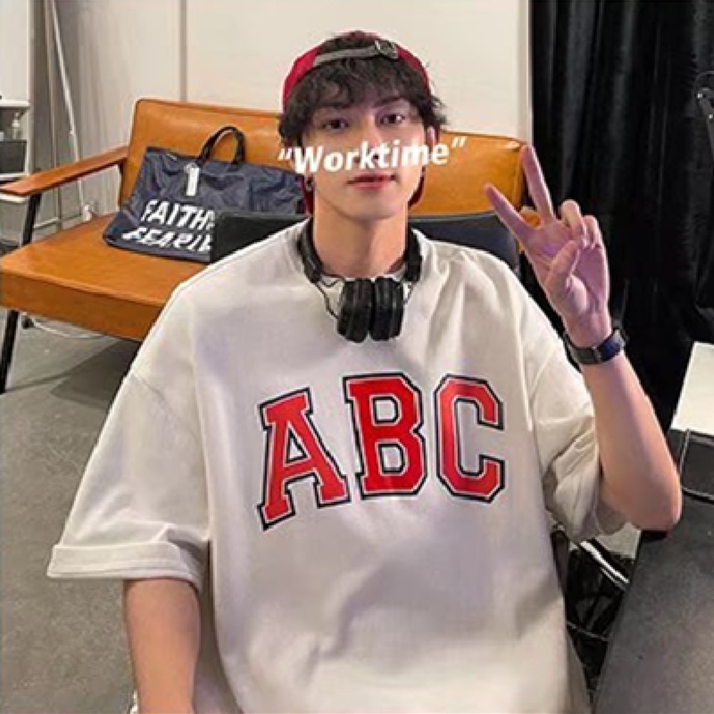 Áo Thun Tay Ngắn Dáng Rộng In Chữ Phong Cách Hip Hop Nhật Bản Thời Trang Mùa Hè Cho Nam size M-5XL