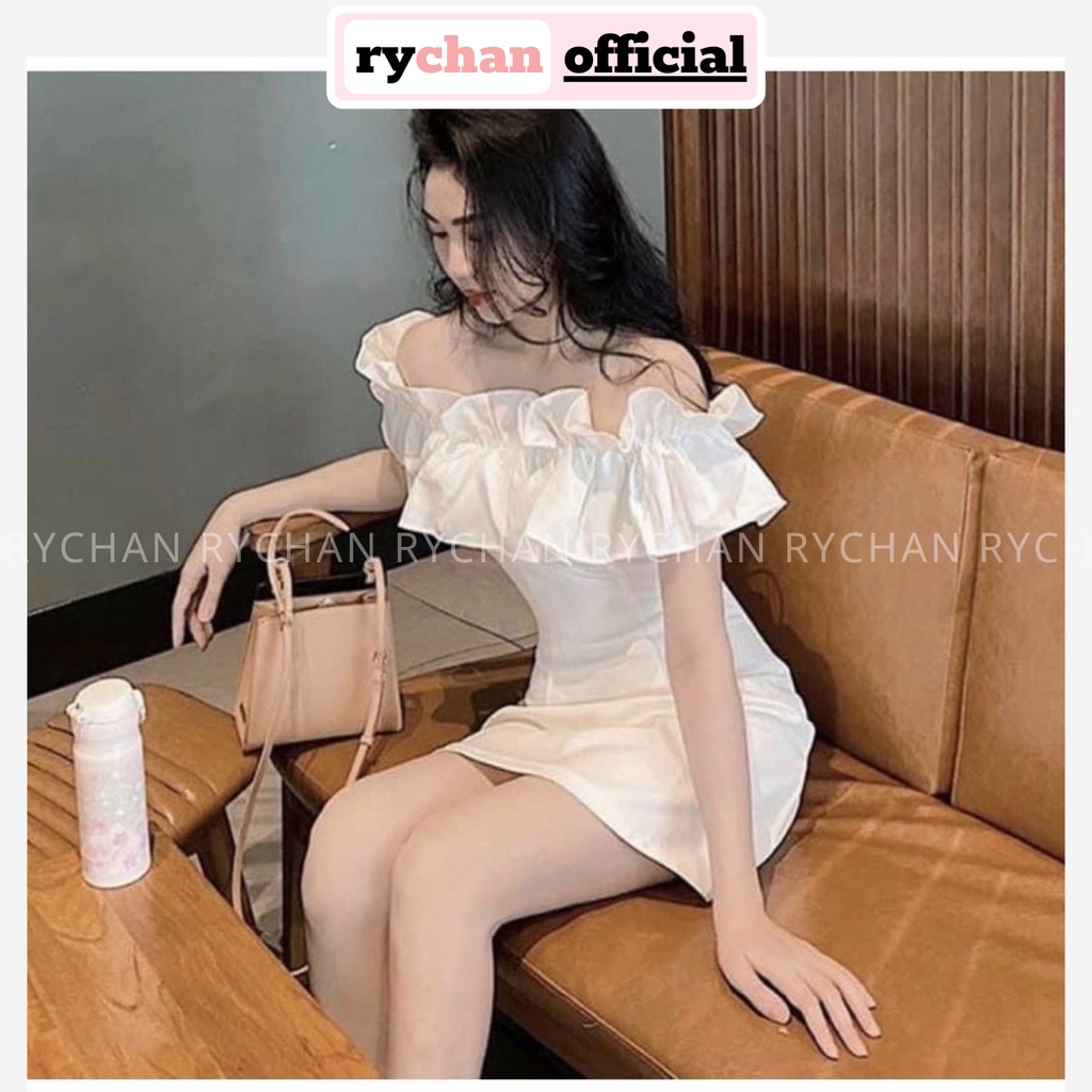 Đầm Nữ Dự Prom Phối Bèo Trễ Vai Form Ngắn Bo Eo Thanh Lịch Nữ Tính Màu Trắng [ẢNH THẬT CUỐI] - DX9904