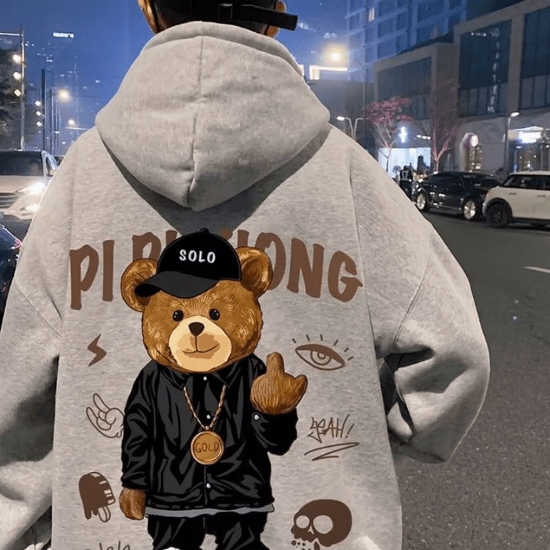 Áo hoodie Thể Thao Dáng Rộng In Họa Tiết Hoạt Hình Phong Cách Hip Hop Đường Phố Nhật Bản Cho Nam