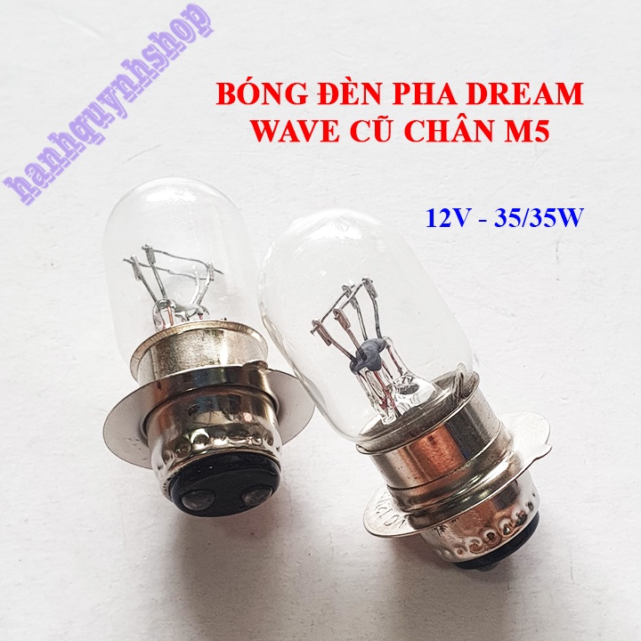 Bộ 2 bóng đèn pha xe Dream, Wave cũ, Future, Cub 12V 35/35W chân M5