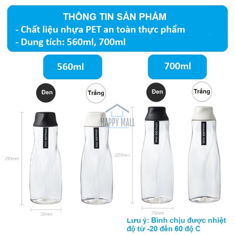 Bình đựng nước Lock&amp;Lock nhựa PET dung tích 700ml an toàn thực phẩm HAP5.59