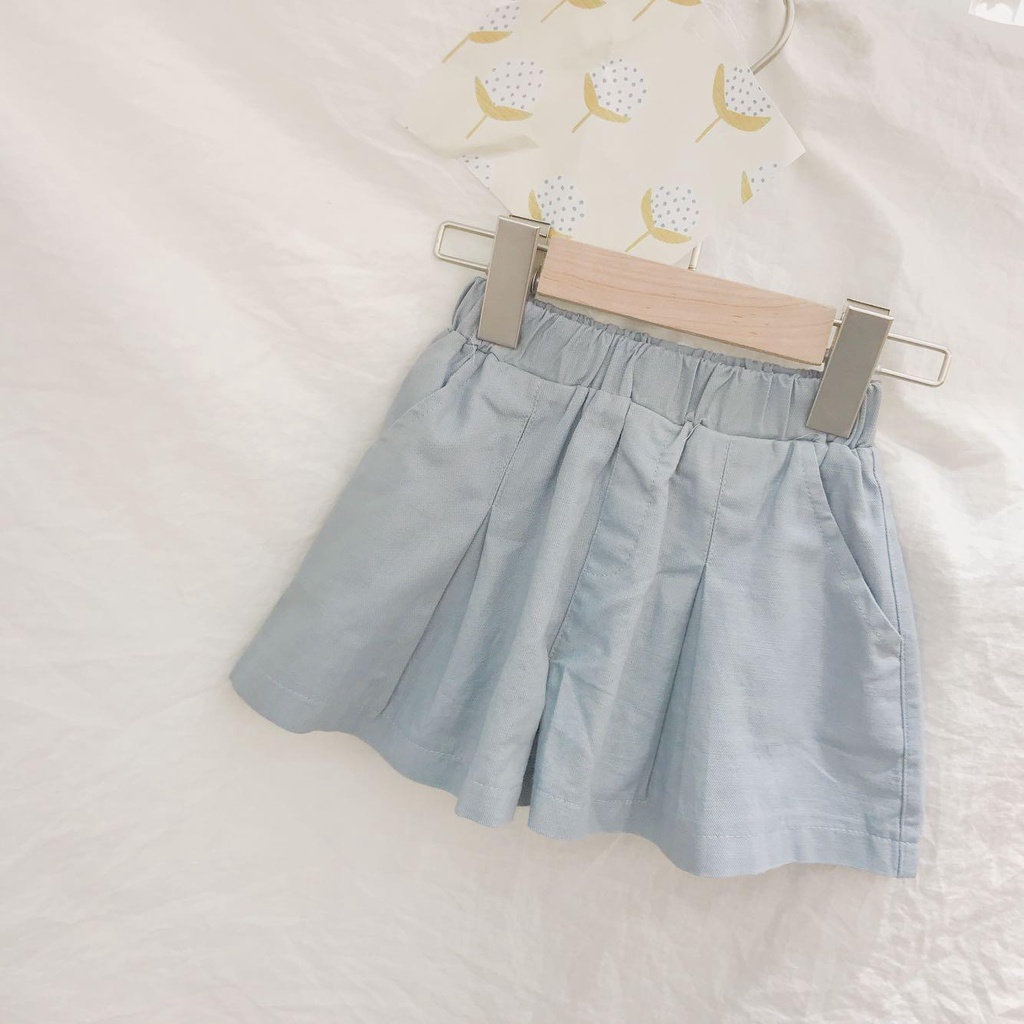 Quần Short Vải Lanh Cotton Ống Rộng Thời Trang Năng Động Dành Cho Trẻ