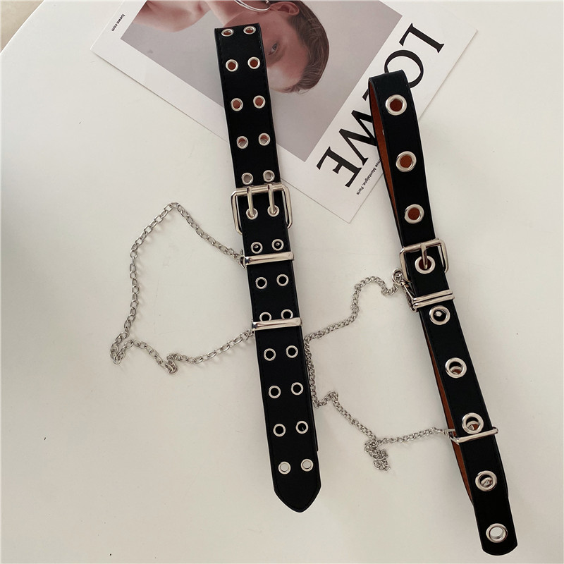 Thắt Lưng Dây Xích Đôi Bằng Kim Loại Thời Trang Đường Phố