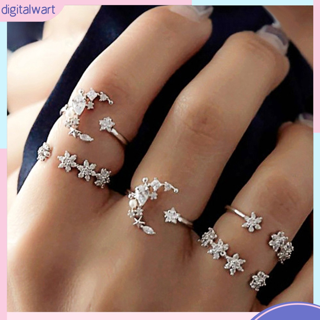 Set 5 nhẫn đốt ngón tay đính đá thời trang nữ