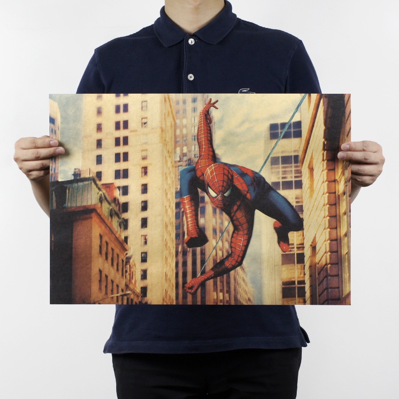 Áp phích trang trí 51x36cm in hình người nhện