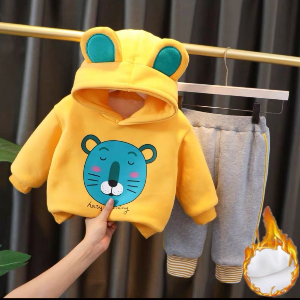 Quần Áo Trẻ Em Bộ Nỉ Bông Dày Dặn Siêu Ấm Size 10-20kg DNK43