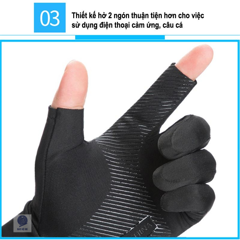 Găng tay lái xe chất liệu lụa lạnh chống nắng, câu cá, đi xe đạp, có khả năng chống trượt