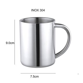 Cốc (ly) bằng inox 304 loại 2 lớp chống nóng 75mm có quai móc