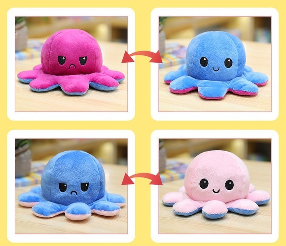 【Giải tỏa】40CM/30CM/20CM  Reversible Octopus- chất lượng cao Bạch tuộc nhồi bông cảm xúc Bạch Tuộc Đồ Chơi Nhồi Bông 40cm 30cm 10cm@yjteam66.vn