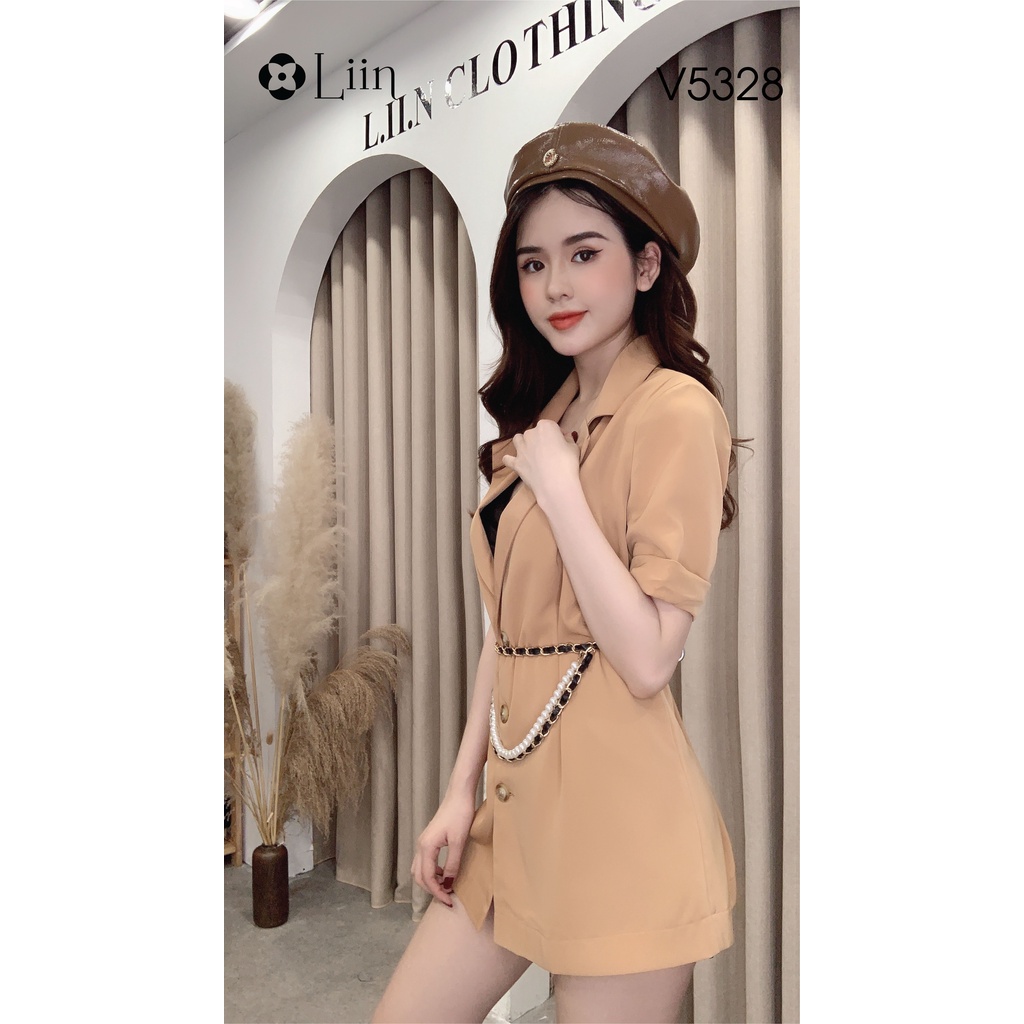 Áo Vest nữ màu Nâu Cộc tay kèm Dây đeo xinh xắn dễ mix đồ Liin Clothing V5328 | BigBuy360 - bigbuy360.vn