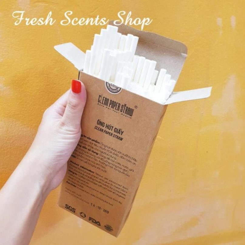 100 Ống hút giấy cao cấp, Clean paper straw 6mm