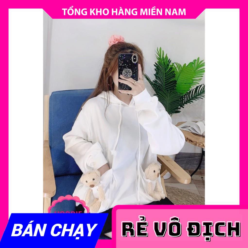 ÁO SWEATER PHỐI GẤU TÚI XINH XẮN (TP57) ⚡ HÀNG ĐẸP ⚡ ẢNH THẬT ⚡ ÁO KHOÁC KHÔNG TIA KÉO ⚡ ÁO KHOÁC NỈ CÓ NÓN