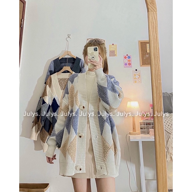 Áo cardigan len lông trám dày JULYS STORE (ảnh thật shop chụp kèm video cận chất)