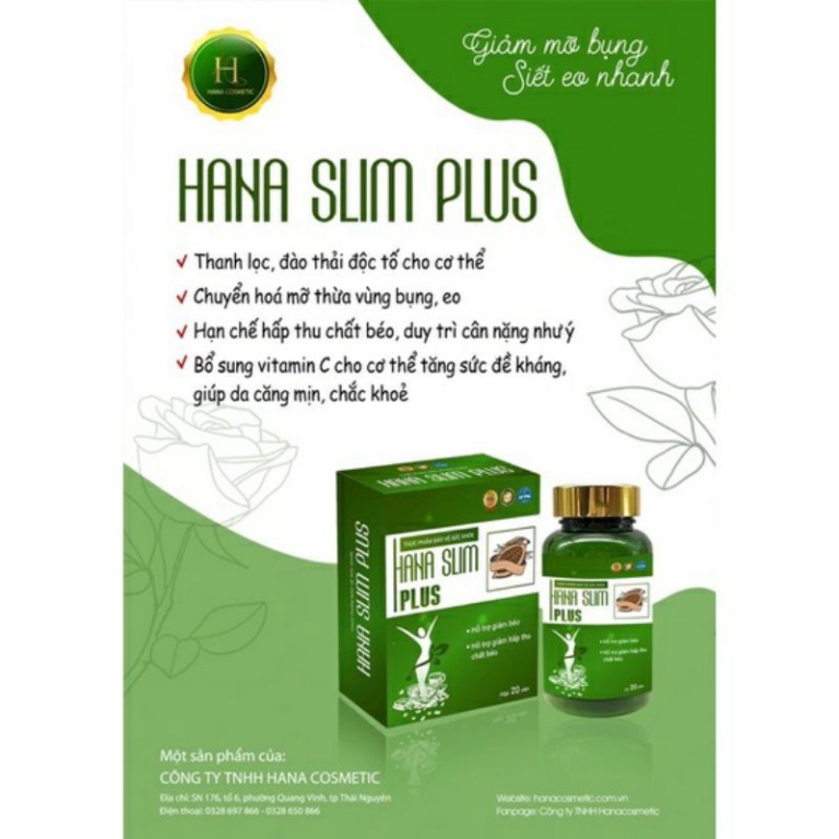 Kẹo giảm cân HANA SLIM mẫu mới 20 viên nâu kèm 5 viên xanh dành cho người chai lỳ béo lâu năm