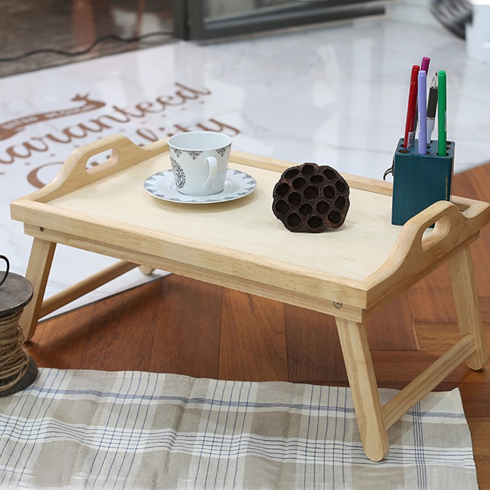 Bàn tray gấp có quai nắm gỗ tự nhiên-Bed tray