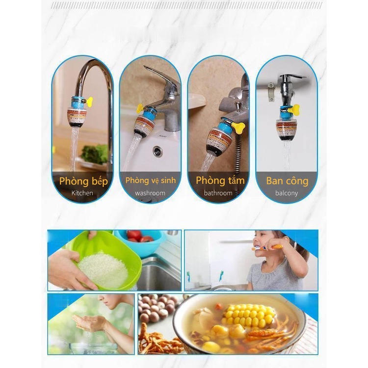 Đầu Lọc Nước Trực Tiếp Tại Vòi Gồm 6 Tầng Lọc - Vòi Lọc Nước Mini 6 Tầng Có Co Tăng Giảm Gắn Được Mọi Loại Vòi