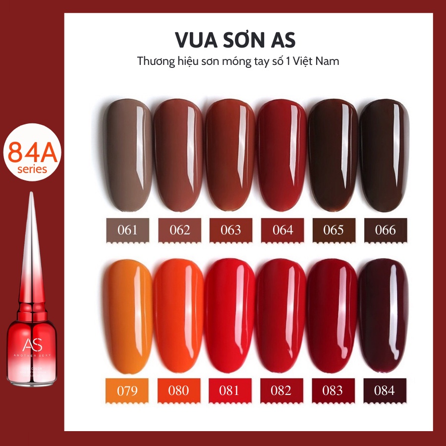 Sơn móng tay gel AS tone màu cam đỏ nâu đất xám ghi VUA SƠN AS chai 15ml (84A)