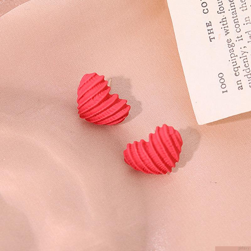 Bông tai hình trái tim màu trơn phong cách Hàn Quốc thời trang cho nữ