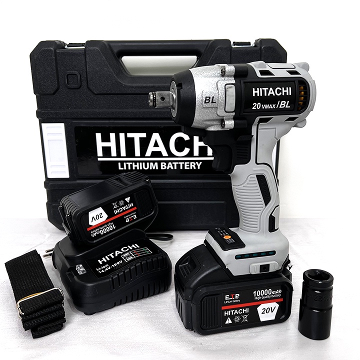 KHÔNG CHỔI THAN - Máy Siết Bulong Hitachi 20V, Siết Bulong Dùng Pin Cầm Tay, Bắn Vít, Hàng Cao Cấp, Bảo Hành 12 Tháng