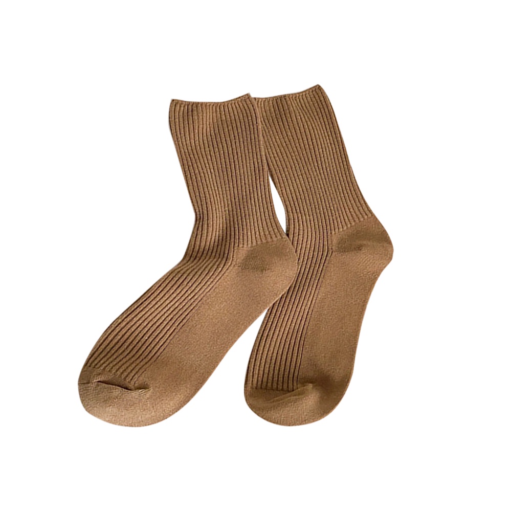 Tất cotton cổ cao họa tiết kẻ sọc đơn giản phong cách Hàn Quốc cho nam / nữ