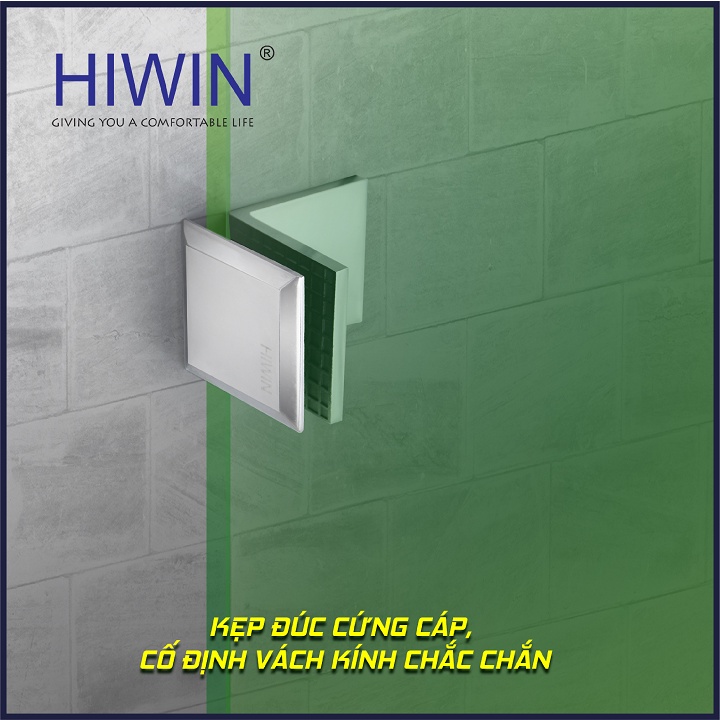 Kẹp định vị cabin tắm 90 độ kính tường cạnh vát chất liệu inox 304 mặt gương HIWIN FC-2082