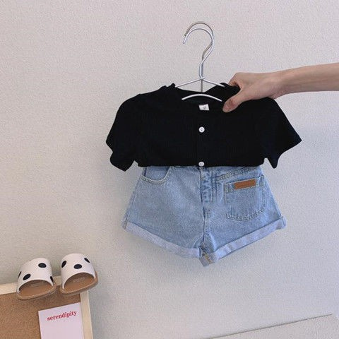 [Hàng Mới Về] Quần Short Denim Phong Cách Châu Âu Năm 2021 Dễ Phối Đồ Thời Trang Cho Bé Gái 5
